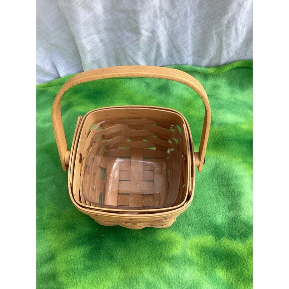 Longaberger Basket Set 1 Single Handle 1 No Handle & 1 Plastic Liner Fits Both - Picture 9 of 16